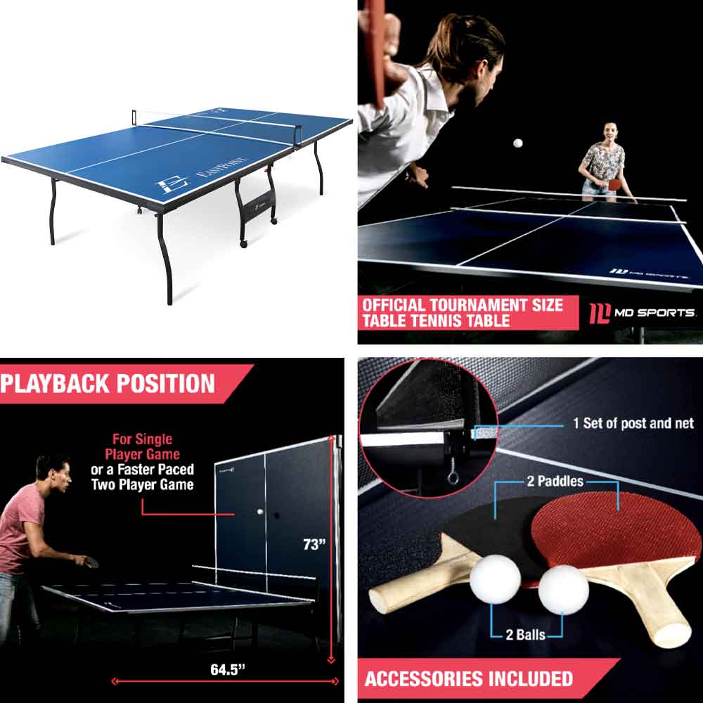 MD Sports Official Size 15 mm 4 Piece Indoor Table Tennis, Accessories  Included 