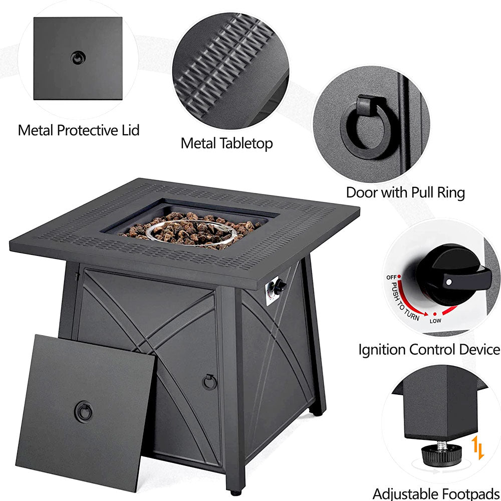Propane Fire Pit Table - Patio Square Portable Gas Fire Pit For Outdoor Best Outdoor Deck Gaz Fire Pit With Propane Design 2 In 1 Black Propane Fire Pit