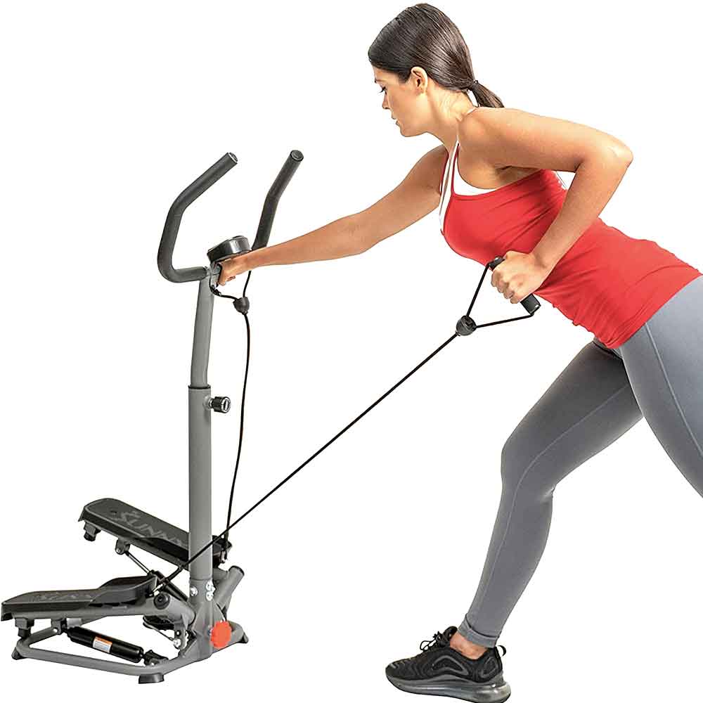 Stair Stepper Climber Exercise Machine Cardio Equipment With Digital Monitor, Resistance Bands And Adjustable Handlebar Silver White Black Home Gym Fitness Cardio Premium Olympic