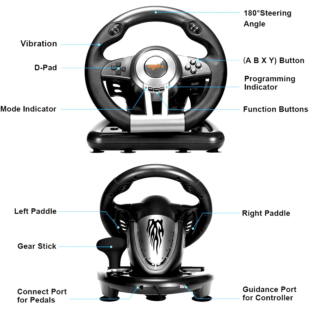 Racing Gaming Steering Wheel Simulator Suitable for Xbox one/Xbox Series X/S /PC/PS3/PS4/PS5/Nintendo Switch - Orange Or Black