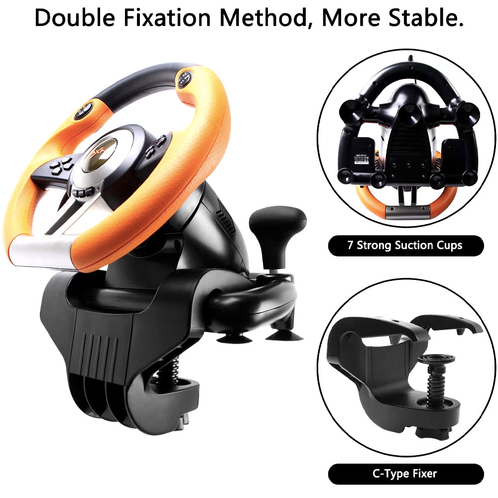 Racing Gaming Steering Wheel Simulator Suitable for Xbox one/Xbox Series X/S /PC/PS3/PS4/PS5/Nintendo Switch - Orange Or Black