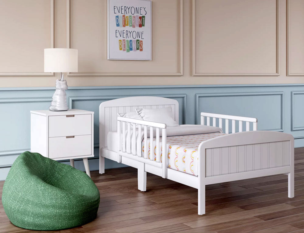 Toddler Bed - Kids Wood Bed with Attached Guardrails For Boys Girls Wood Beds For Cribs And Toddler Kids Wood Standard Bed Classic Design Wood Bed