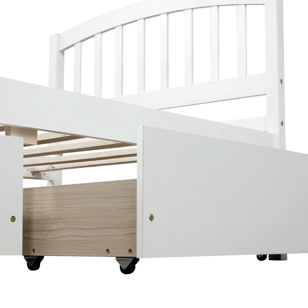 Twin Bed Frame with Storage - Wood Twin Platform Bed With 2 Storage Drawers - White, Gray, Espresso Twin Wood Bed Wooden Beds Kids Bed Toddler Kids Boys Girl Beds With Storage