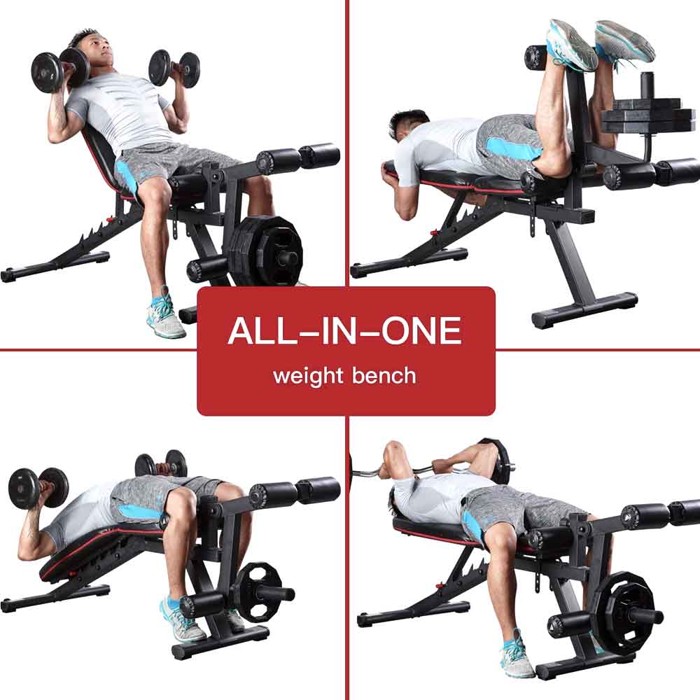 Upgrade Workout Weight Bench Full Body Incline Benches Press Set Squad Abs Gym Rack 15 Exercises Bench Sports Women Men Black Red