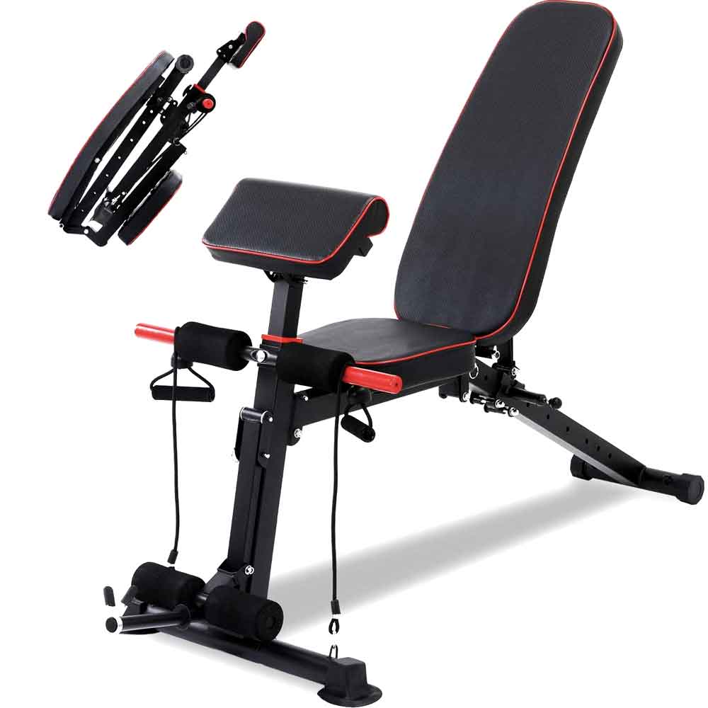 Upgrade Workout Weight Bench Full Body Incline Benches Press Set Squad Abs Gym Rack 15 Exercises Bench Sports Women Men Black Red