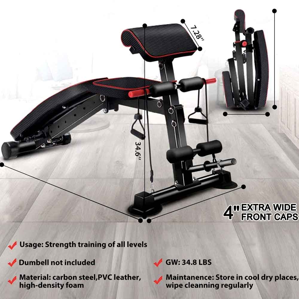 Upgrade Workout Weight Bench Full Body Incline Benches Press Set Squad Abs Gym Rack 15 Exercises Bench Sports Women Men Black Red