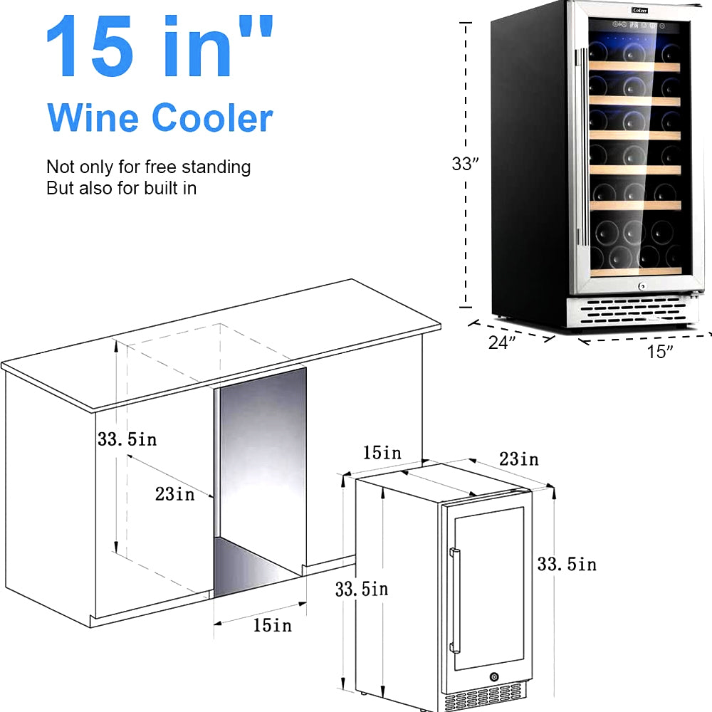 12" Wine Cooler 18 Bottle Stainless Steel Fridge Chiller With Digital Temperature display Champagne Beverage Cooling Refrigerator Black Silver
