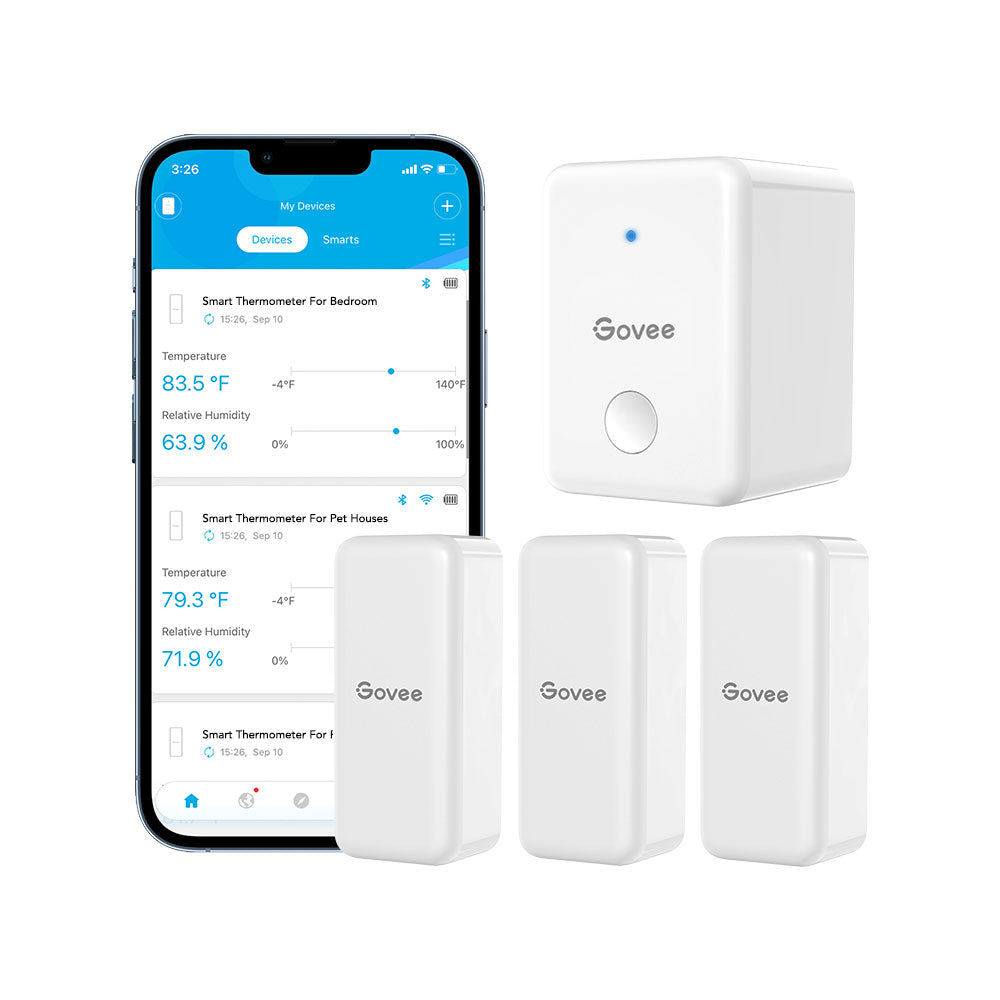 

Govee Wi-Fi Digital Thermometer Hygrometer, 1*Wi-Fi Gateway+3*Sensors