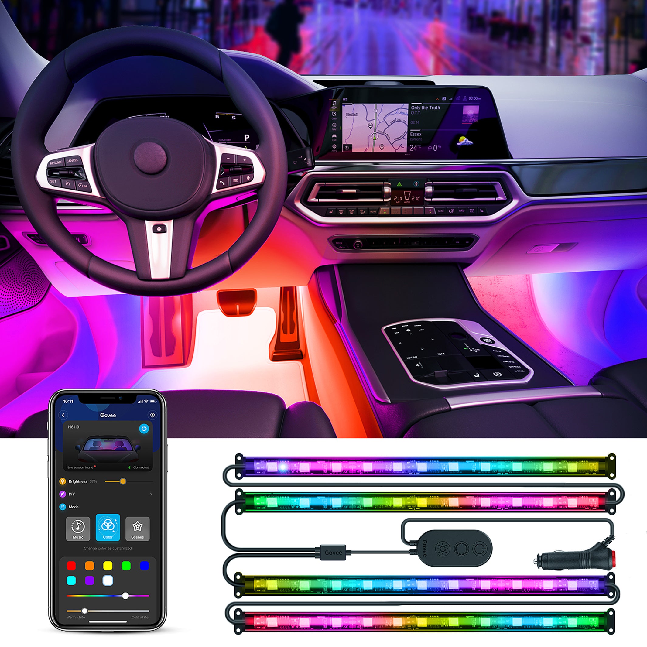 

Govee RGBIC Interior Car Lights, App + Reomote Control