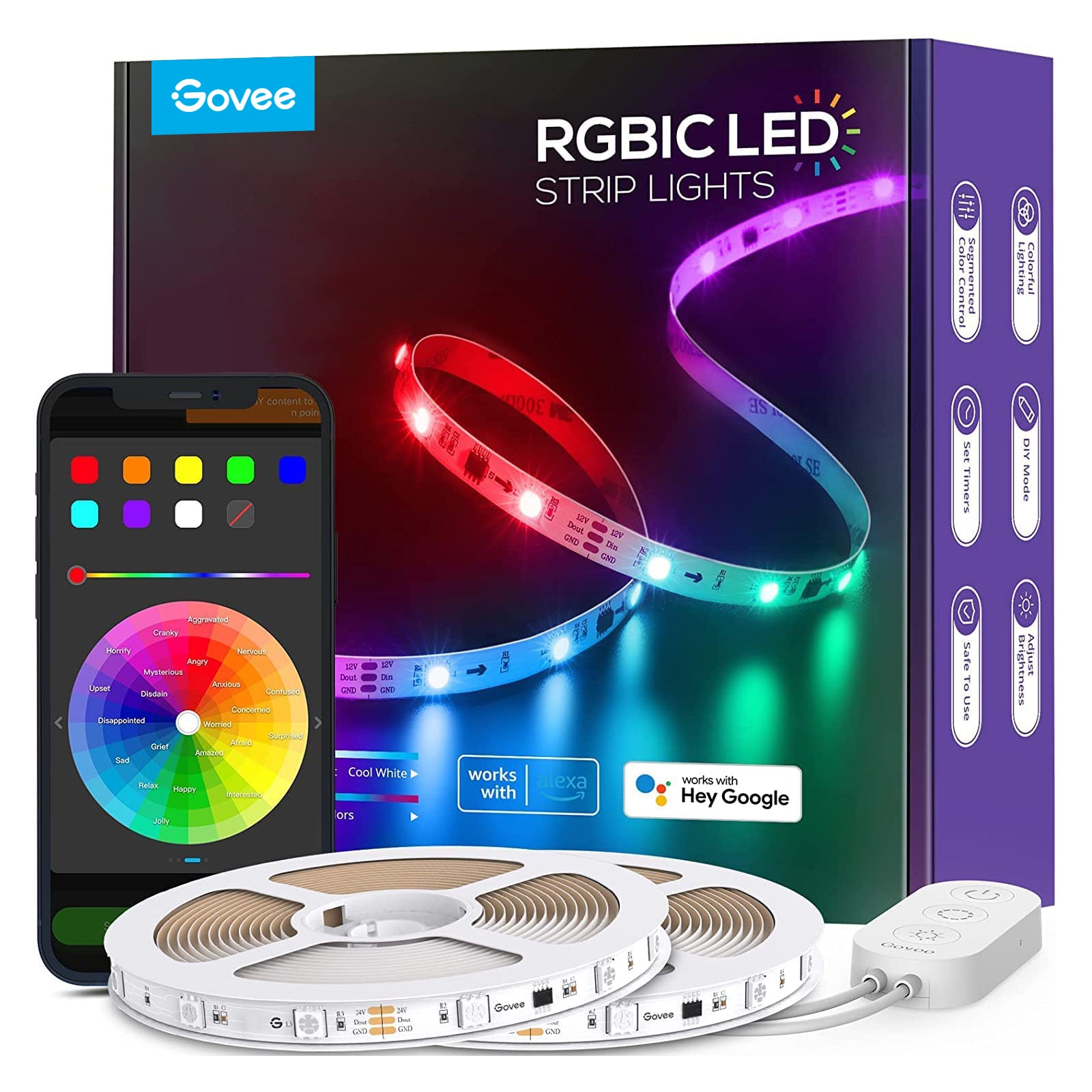 

Govee RGBIC Wi-Fi+Bluetooth LED Strip Lights, 32.8 ft