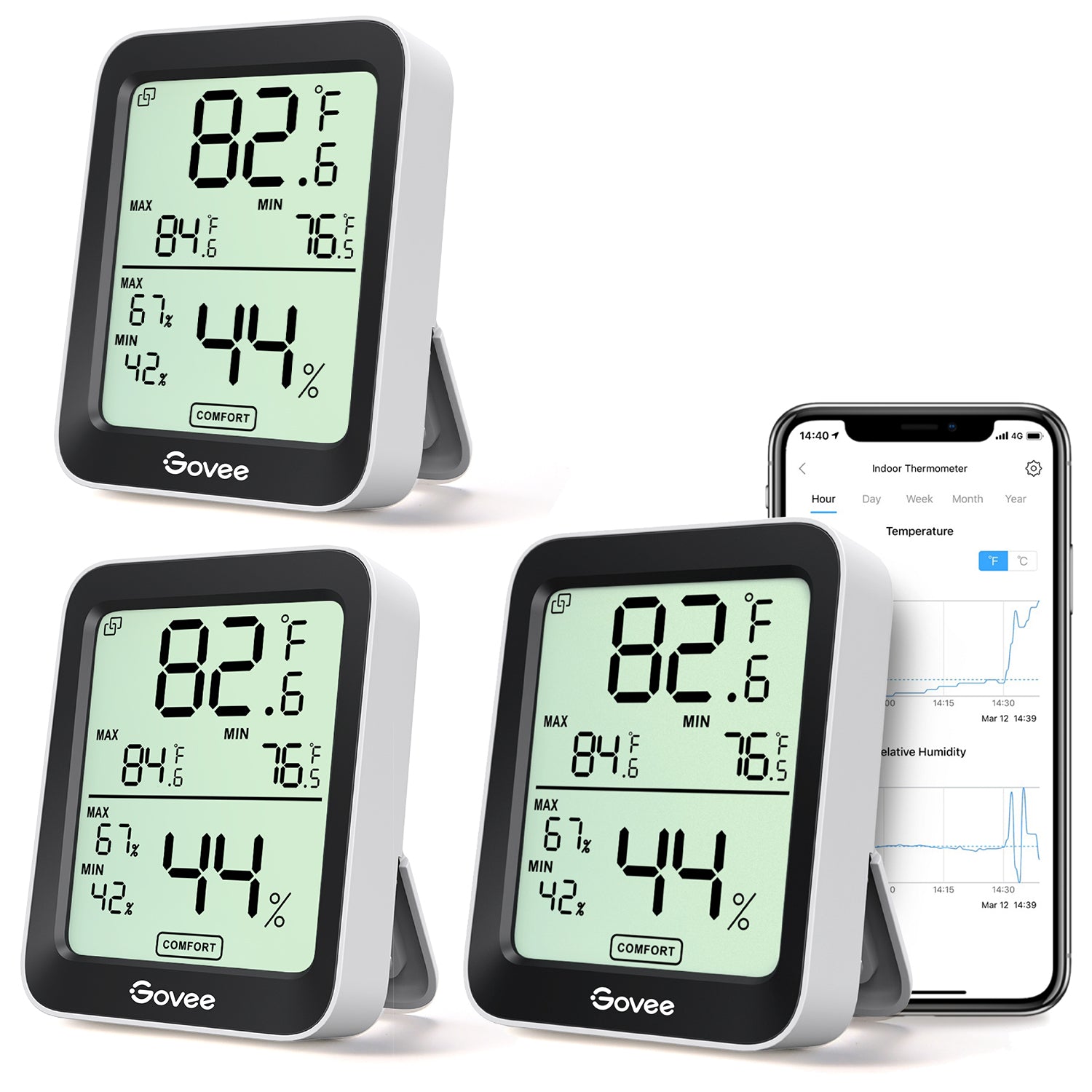 

Govee Bluetooth Hygrometer Thermometer H5075, Bundle-3*H5075