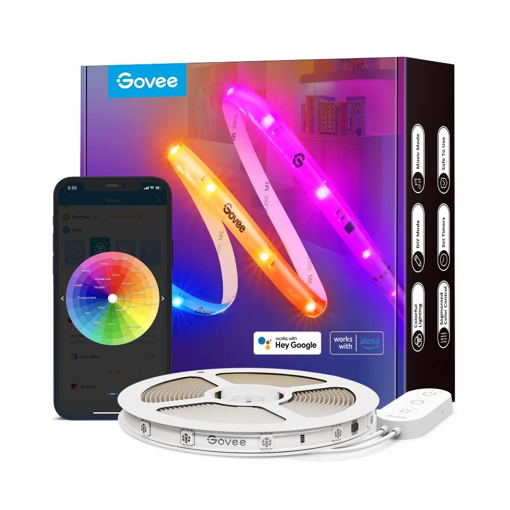 

Govee RGBIC LED Strip Lights With Protective Coating, 1 Roll* 32.8 Feet ($1.37/ft)