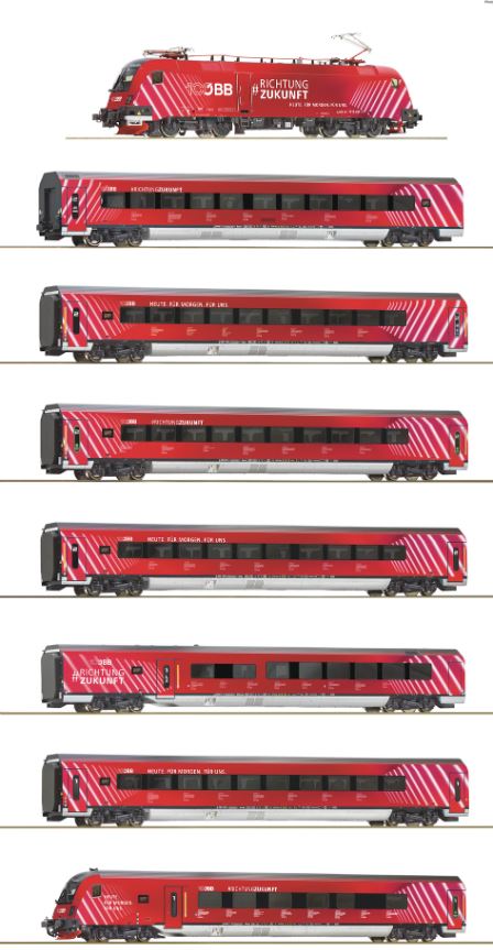 Roco HO 5520002 AC Sound 8 piece set: “100 Years ÖBB” Railjet, ÖBB 202