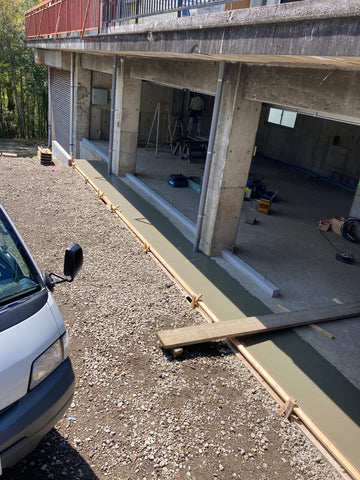 Exterior work to create a concrete floor