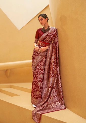 red lucknowi chikankari saree online