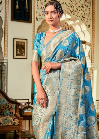 Blue Color Georgette Tone Sequence With Cutwork Partywear Saree – BEST SAREE