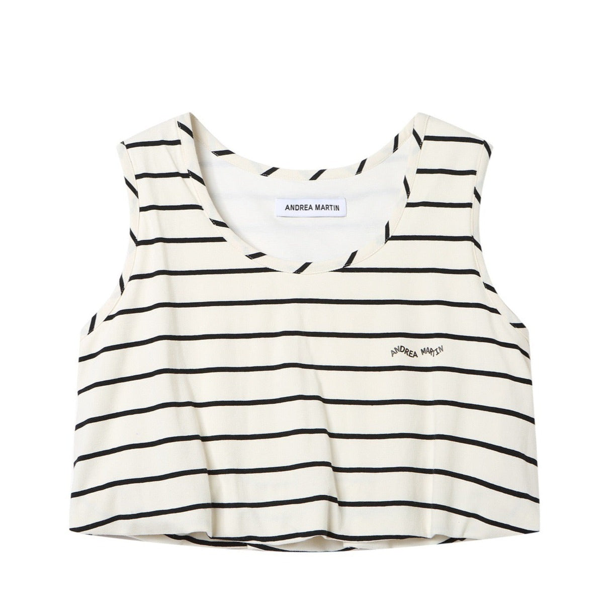 Andrea Martin Black and White Striped Logo Vest – Fixxshop