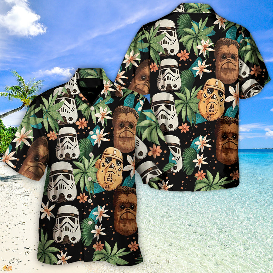 Disney Star Wars Hawaiian Shirt Summer Beach Starwars Tropical Leaf Aloha Button Up Shirt - 90scloth