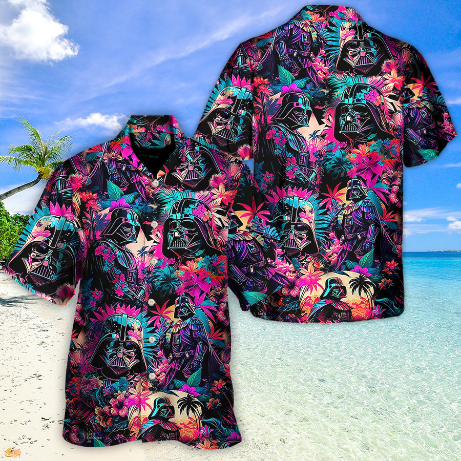Disney Star Wars Hawaiian Shirt Summer Beach Starwars Darth Vader Synthwave Aloha Button Up Shirt - 90scloth
