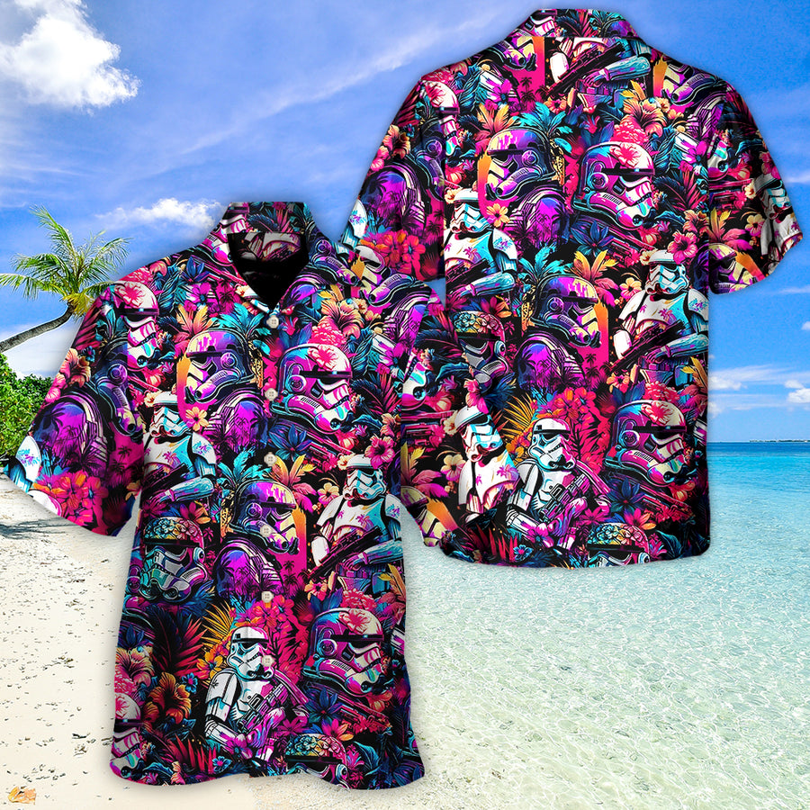 Disney Star Wars Hawaiian Shirt Summer Beach Starwars Synthwave Cool Aloha Button Up Shirt - 90scloth