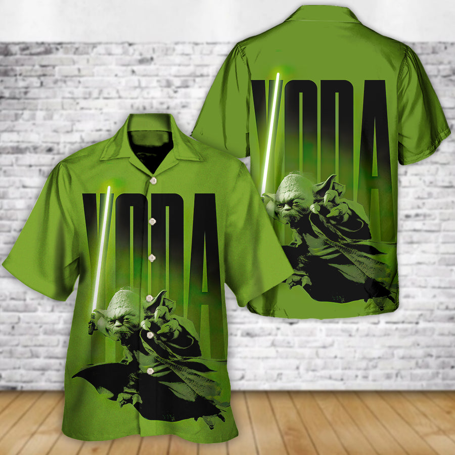 Disney Star Wars Hawaiian Shirt Summer Beach Starwars Yoda Green Aloha Button Up Shirt - 90scloth