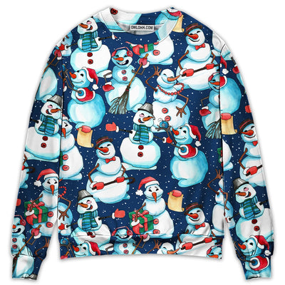 Christmas Happy Snowman Xmas - Sweater - Ugly Christmas Sweaters - Owl Ohh - Owl Ohh