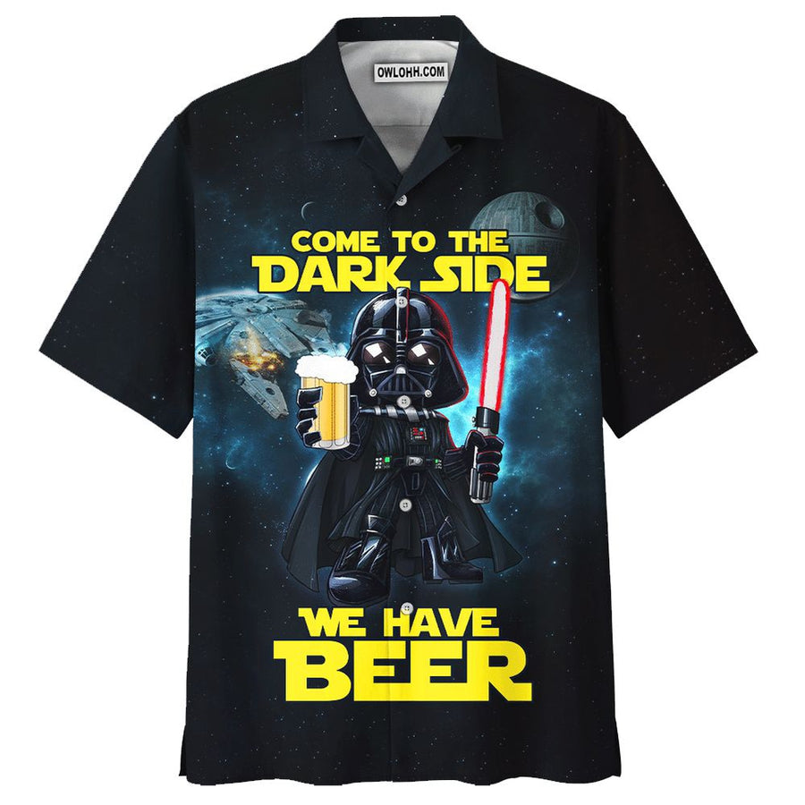 Disney Star Wars Hawaiian Shirt Summer Beach Starwars Darth Vader Come To The Dark Side We Have Beer Aloha Button Up Shirt - 90scloth