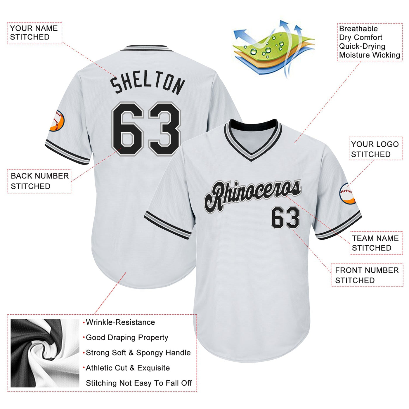 Custom White Black-Gray Authentic Throwback Rib-Knit Baseball Jersey Shirt - Owl Ohh