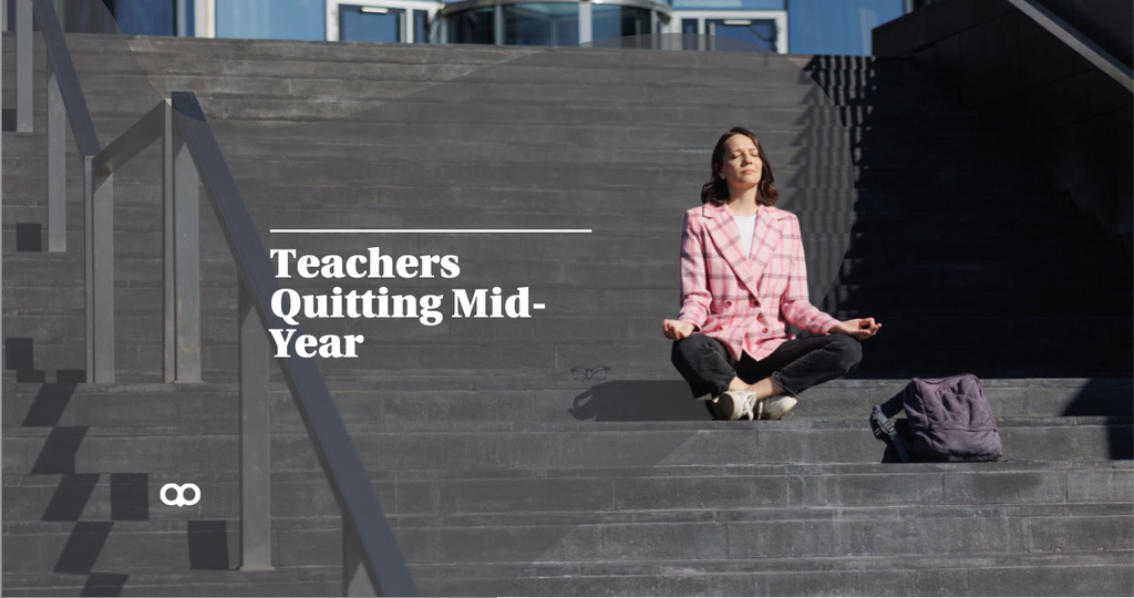 teacher quitting mid year sitting on steps outside of a building