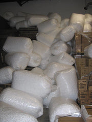 bags of packing peanuts in a warehouse