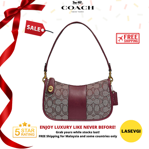 COACH Swinger Bag In Signature Jacquard-Burgundy Blk Cherry — Lasevgi  Official