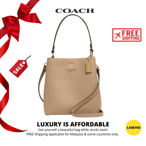 Coach 1011 Small Town Bucket Bag in Midnight / Oxblood Polished Pebble  Leather - Women's Shoulder Bag with Detachable Sling