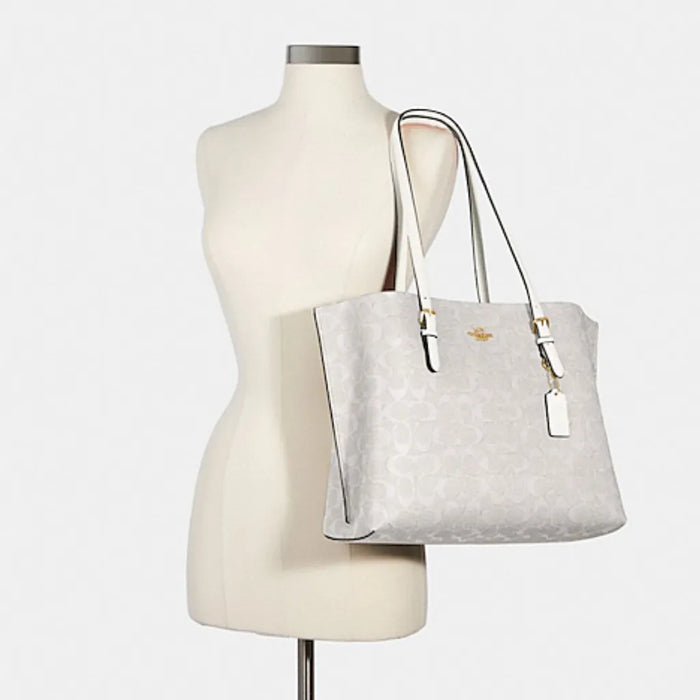 COACH Mollie Tote Bag in Signature Canvas White — Lasevgi Official