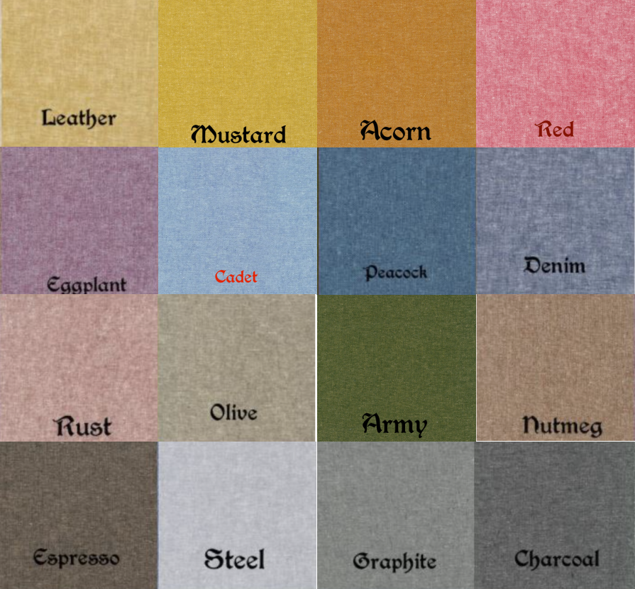 Size & Color Charts – Threads Of Time
