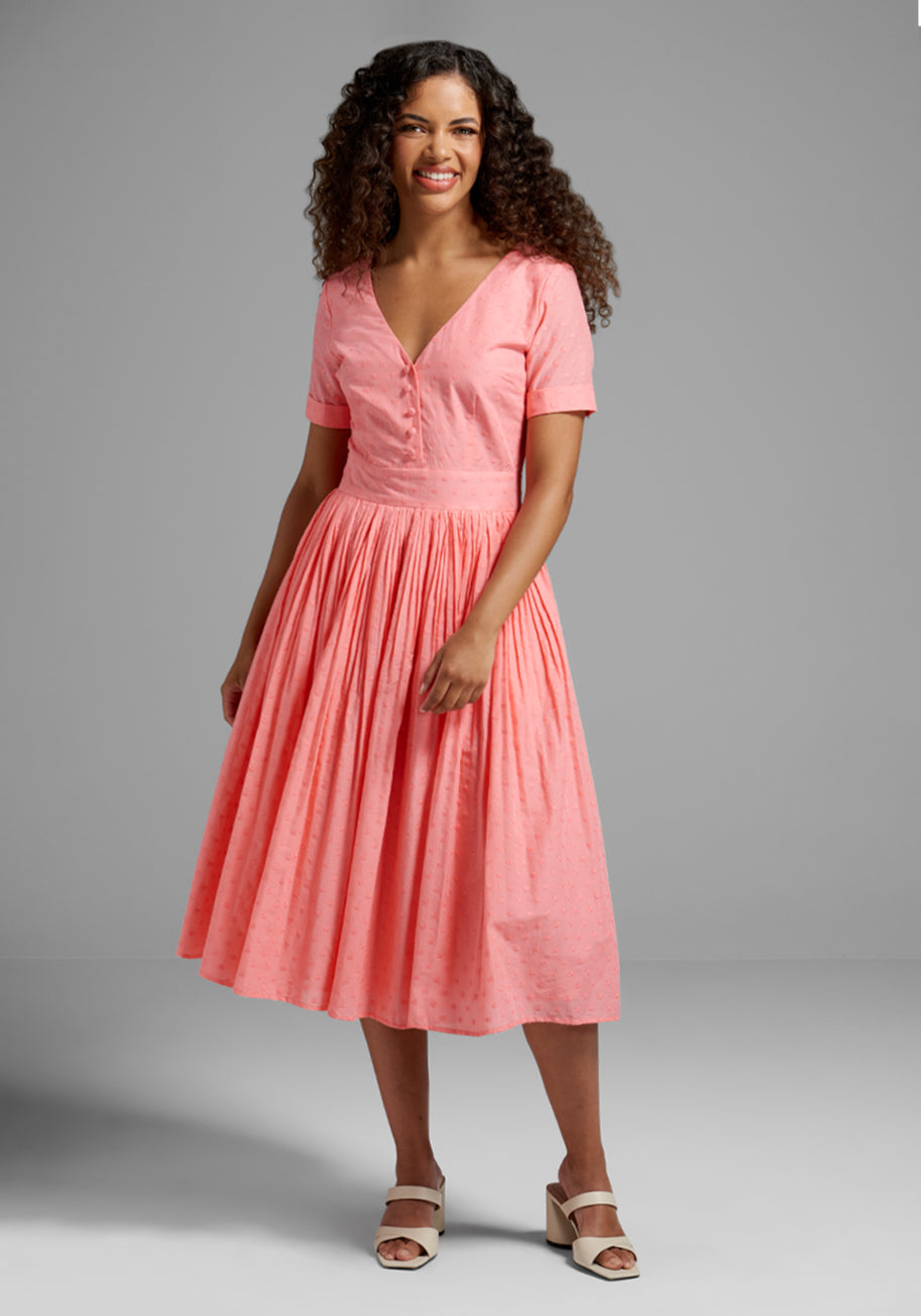 1950s House Dresses History | 50s Shirtwaist Dress ModCloth Fabulous Fit and Flare Shirt Dress in Pink Size 26 W $129.00 AT vintagedancer.com