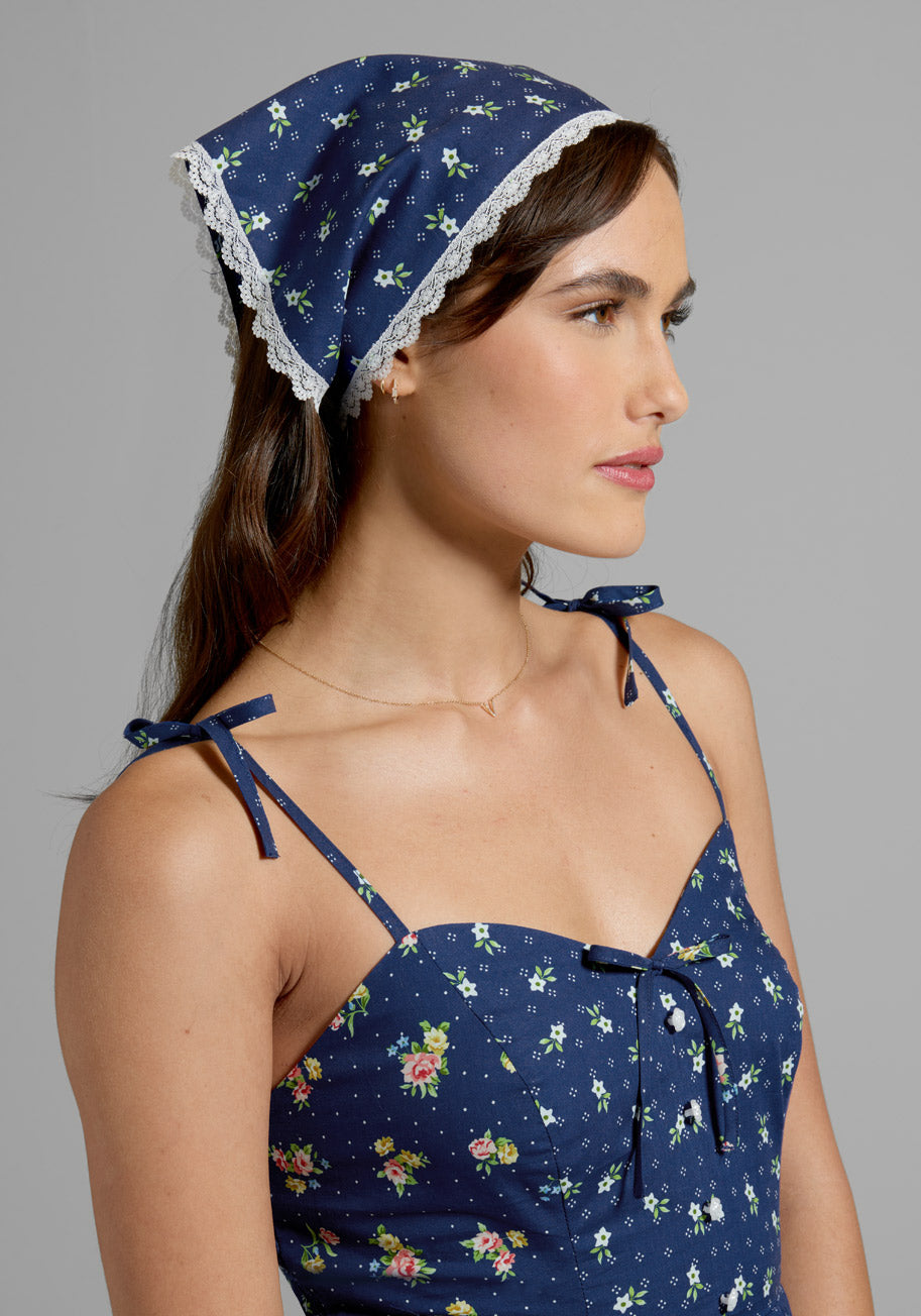 Vintage Hats | Old Fashioned Hats | Retro Hats GUNNE SAX for ModCloth Prairie Picnic Headscarf in Artwork $22.00 AT vintagedancer.com