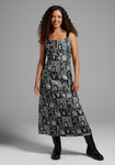 A-line Side Zipper Flower(s) Fitted Animal Snake Print Sleeveless Midi Dress