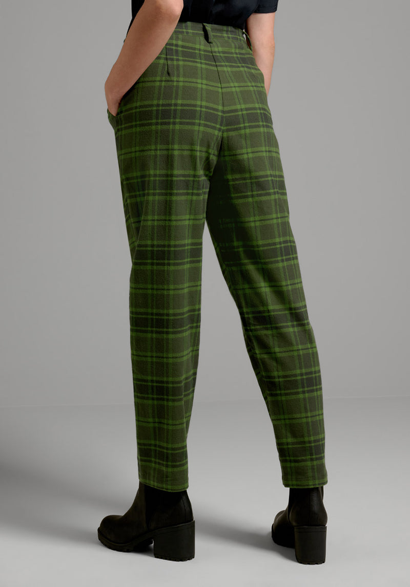 Retro Mod Stretch Plaid Green Tartan Slim Skinny Fitting Trousers
