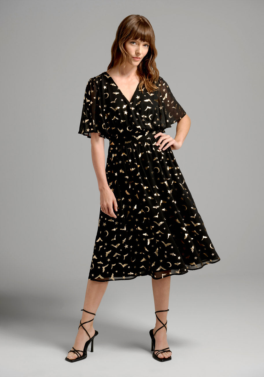 Unique Vintage Halloween Costume Ideas ModCloth Fluttering Wings Midi Dress in Black Size 4X $135.00 AT vintagedancer.com