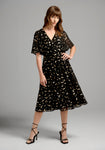 Tall A-line Sheer Flowy Gathered Semi Sheer General Print Flutter Sleeves Dress by Modcloth