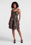 Princess Seams Waistline Fit-and-Flare Sweetheart Pocketed Back Zipper Fitted Pleated Sleeveless Striped Floral Print Above the Knee Dress