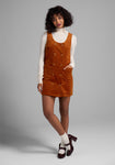 A-line Turtleneck Button Closure Stretchy Button Front Pocketed Pinafore Sleeveless Above the Knee Summer Fall Jumper