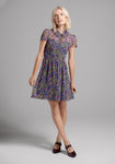 Chiffon Collared Floral Print Above the Knee Short Sheer Shirred Gathered Shirt Dress by Modcloth