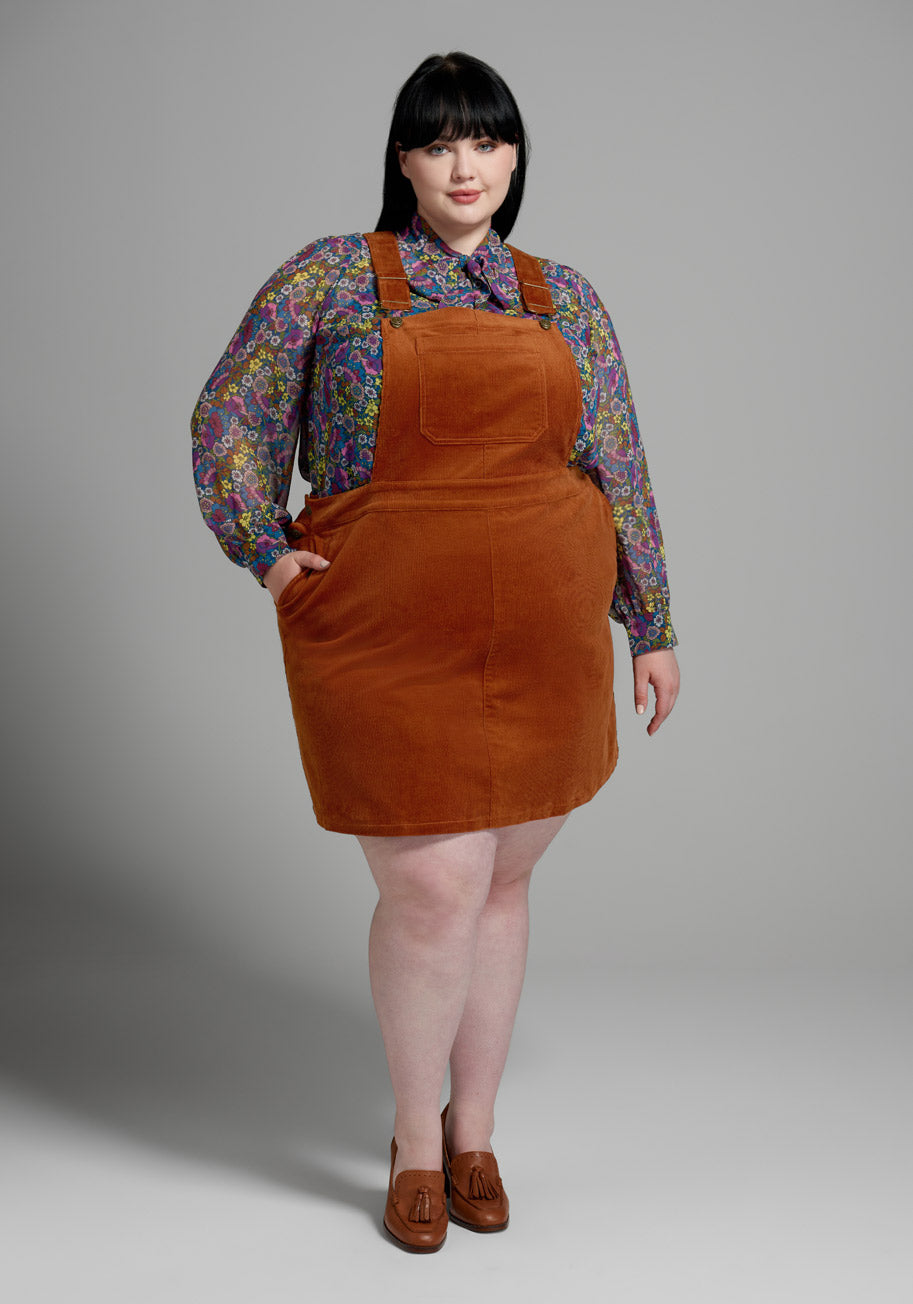 Plus Size Retro Dresses 50s, 60s ,70s, 80s, 90s ModCloth Strike a Cord Skirtall in Cinnamon Size 4X $79.00 AT vintagedancer.com