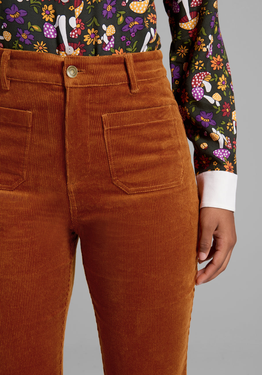 All Aboard For Corduroy Flare-Leg Pants