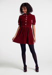 Empire Waistline Above the Knee Short Gathered Fitted Collared Dress With Pearls by Modcloth
