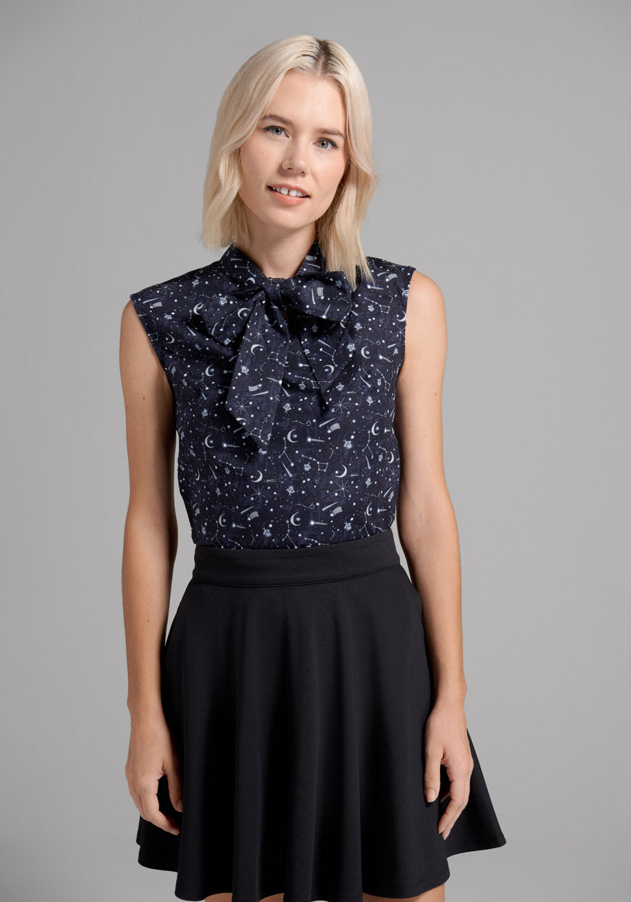 Cherished Constellations Tie-Neck Top