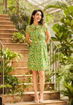 Floral Print Short Short Sleeves Sleeves Spring Vintage Collared Shirt Party Dress With Ruffles