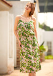 Floral Print Viscose Elasticized Waistline Midi Dress With Ruffles