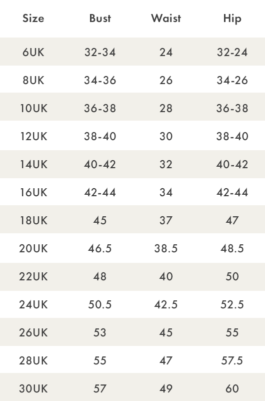 Size Chart - Collectif (Numeric) | ModCloth